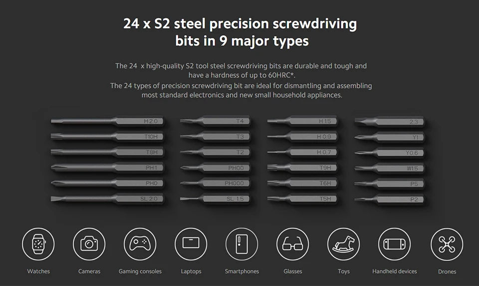 HomyDIY™ Xiaomi Mijia Electric Precision Screwdriver Kit – 24 Magnetic Bits for Phone, PC & Home Repair