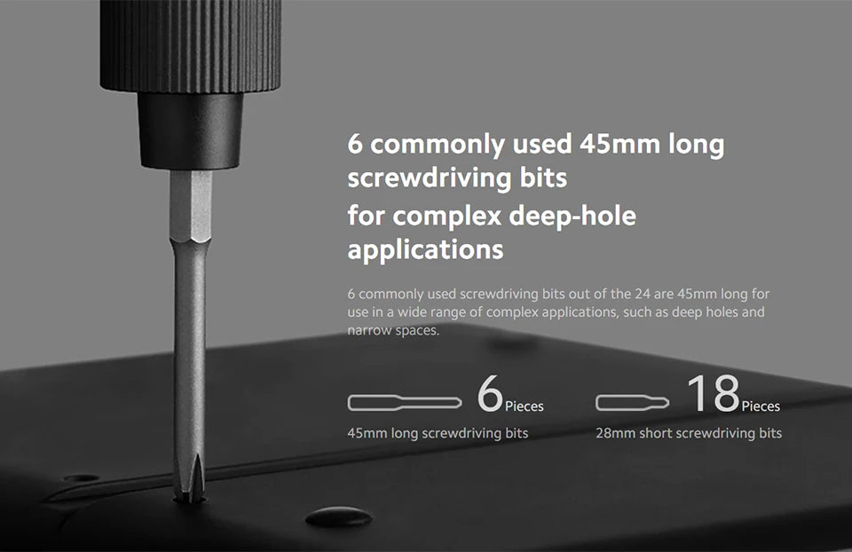 HomyDIY™ Xiaomi Mijia Electric Precision Screwdriver Kit – 24 Magnetic Bits for Phone, PC & Home Repair