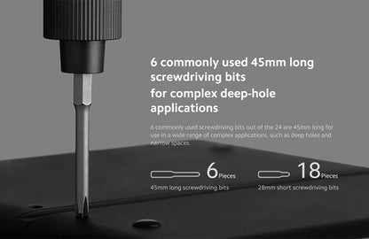 HomyDIY™ Xiaomi Mijia Electric Precision Screwdriver Kit – 24 Magnetic Bits for Phone, PC & Home Repair