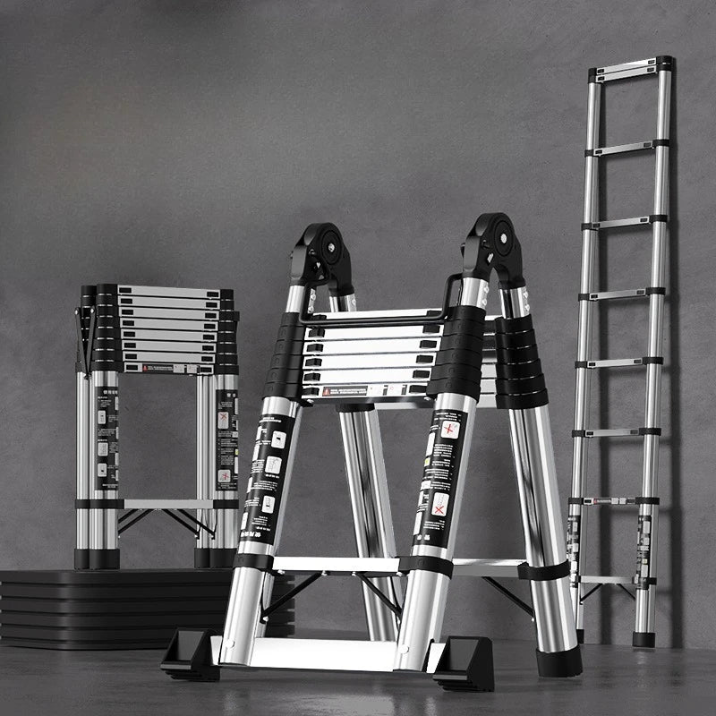HomyDIY™ A‑Frame Telescopic Ladder – Multi-Purpose Aluminum Extension