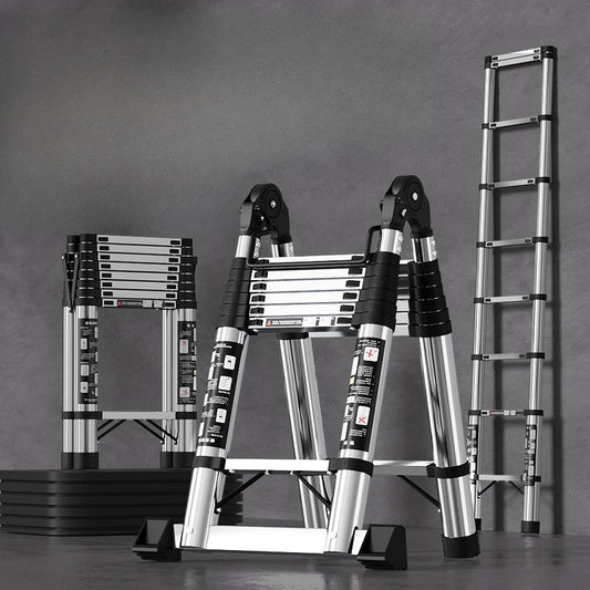 HomyDIY™ A‑Frame Telescopic Ladder – Multi-Purpose Aluminum Extension