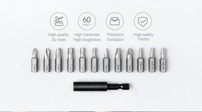 HomyDIY™ Xiaomi Mijia Electric Screwdriver 3.6V – 5N·m Torque, 12 S2 Bits, Rechargeable, Compact Home Tool