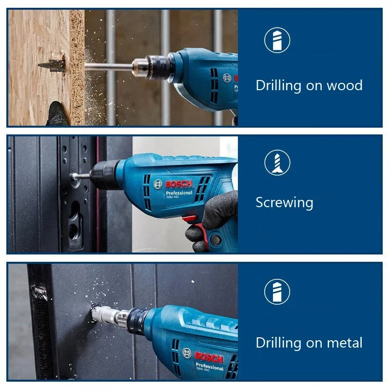 HomyDIY™ Bosch GBM 400KL Electric Drill – 400W Compact Corded Tool with Carrying Case