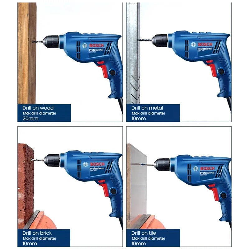 HomyDIY™ Bosch GBM 400KL Electric Drill – 400W Compact Corded Tool with Carrying Case